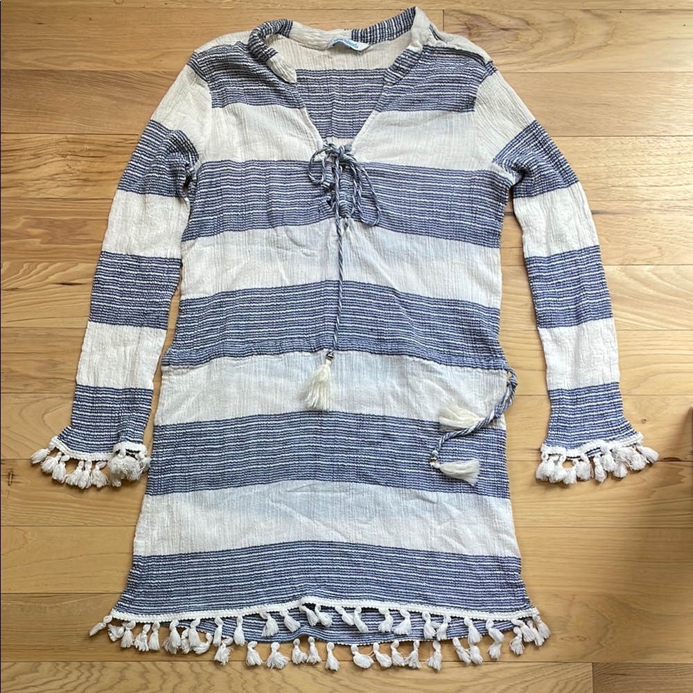 Blue Island Nautical Striped Cover-Up